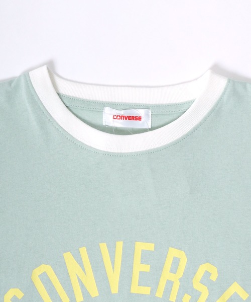 CONVERSE(コンバース)の「CONVERSE(コンバース)カレッジロゴ ハイカットシューズプリント リンガーTシャツ(Tシャツ/カットソー・レディース・スミクロ/イエロー/グリーン/ブルー・M/L)」の6枚目の写真