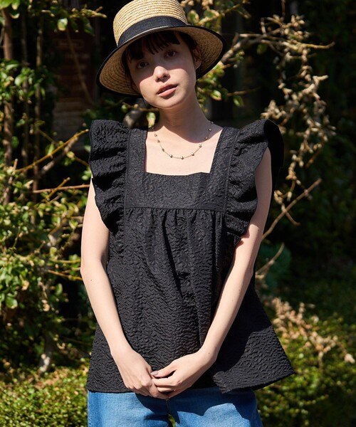 FREAK'S STORE（フリークスストア）の「フクレジャガードノースリーブブラウス（シャツ/ブラウス・レディース・オフホワイト/ブラック・ﾌﾘ-）」の4枚目の写真