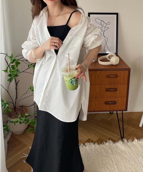 GeeRA(ジーラ)の「ルーズシルエットカラーシャツ(シャツ/ブラウス・レディース・オフホワイト/ピンク/オレンジ/グリーン・MEDIUM/LARGE/X-LARGE)」の10枚目の写真