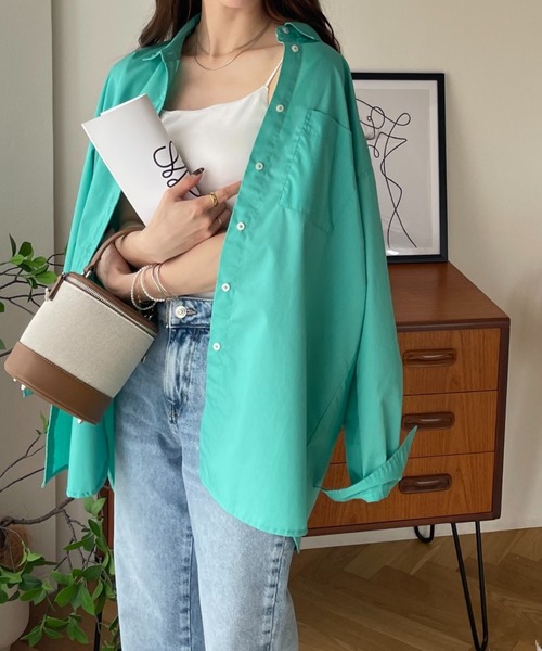 GeeRA(ジーラ)の「ルーズシルエットカラーシャツ(シャツ/ブラウス・レディース・オフホワイト/ピンク/オレンジ/グリーン・MEDIUM/LARGE/X-LARGE)」の13枚目の写真