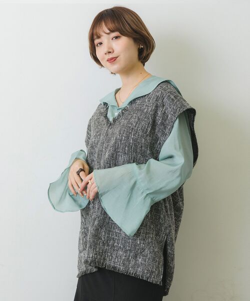 RETRO GIRL（レトロガール）の「Vネックベスト（ベスト・レディース・ライトグレー/ブラック/ナチュラル・FREE）」の11枚目の写真