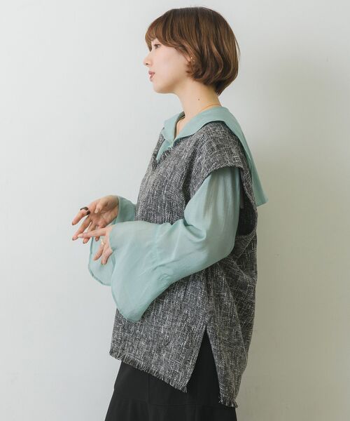 RETRO GIRL（レトロガール）の「Vネックベスト（ベスト・レディース・ライトグレー/ブラック/ナチュラル・FREE）」の14枚目の写真