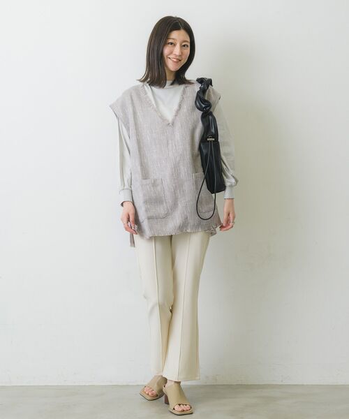 RETRO GIRL（レトロガール）の「Vネックベスト（ベスト・レディース・ライトグレー/ブラック/ナチュラル・FREE）」の5枚目の写真