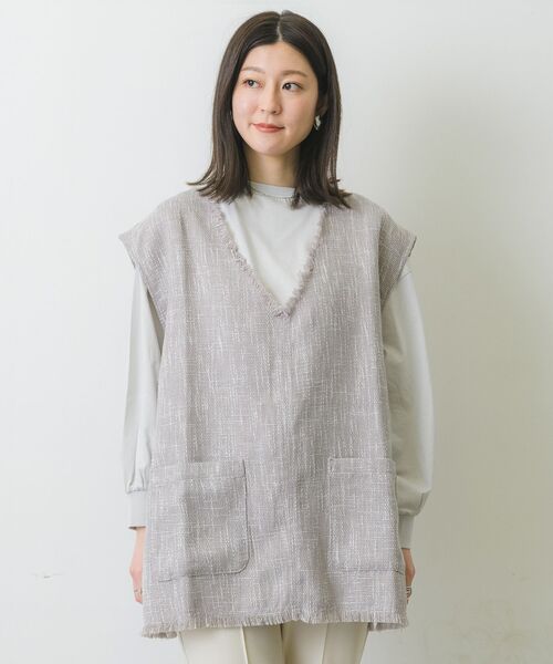 RETRO GIRL（レトロガール）の「Vネックベスト（ベスト・レディース・ライトグレー/ブラック/ナチュラル・FREE）」の18枚目の写真