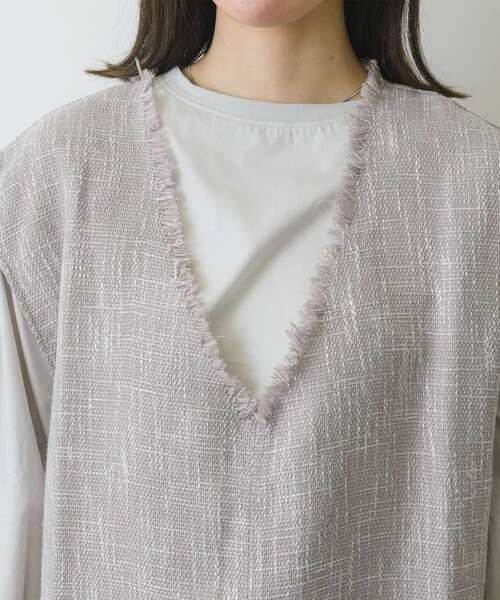 RETRO GIRL（レトロガール）の「Vネックベスト（ベスト・レディース・ライトグレー/ブラック/ナチュラル・FREE）」の21枚目の写真