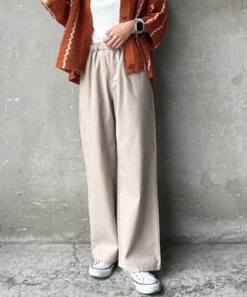 HONEYSUCKLE ROSE（ハニーサックルローズ）の「【HONEYSUCKLE ROSE】サラサラリネン混ワイドパンツ（その他パンツ・レディース・カーキブラウン/グレー/グレー×ホワイト/ブルー/ベージュ・M/L/S）」の5枚目の写真