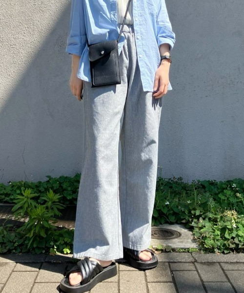 HONEYSUCKLE ROSE（ハニーサックルローズ）の「【HONEYSUCKLE ROSE】サラサラリネン混ワイドパンツ（その他パンツ・レディース・カーキブラウン/グレー/グレー×ホワイト/ブルー/ベージュ・M/L/S）」の2枚目の写真