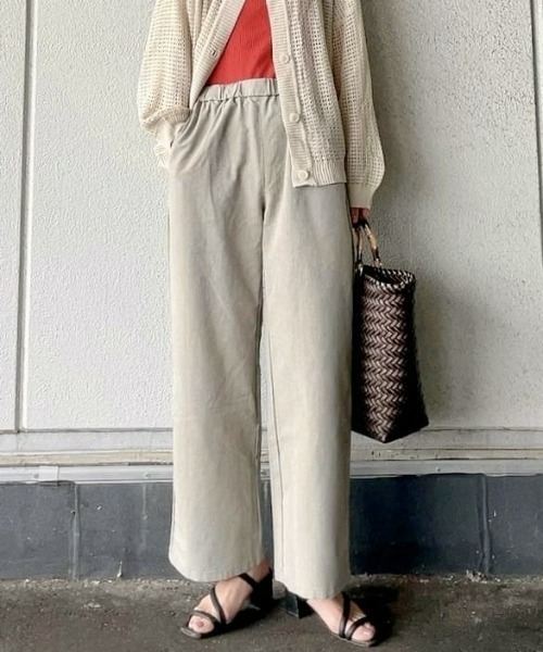 HONEYSUCKLE ROSE（ハニーサックルローズ）の「【HONEYSUCKLE ROSE】サラサラリネン混ワイドパンツ（その他パンツ・レディース・カーキブラウン/グレー/グレー×ホワイト/ブルー/ベージュ・M/L/S）」の4枚目の写真