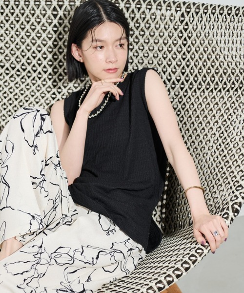 Shelly island（シェリーアイランド）の「楊柳カットノースリーブカットソー（Tシャツ/カットソー・レディース・ライトグリーン/ブラック/ホワイト・FREE）」の3枚目の写真