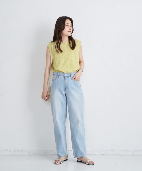 Shelly island（シェリーアイランド）の「楊柳カットノースリーブカットソー（Tシャツ/カットソー・レディース・ライトグリーン/ブラック/ホワイト・FREE）」の11枚目の写真