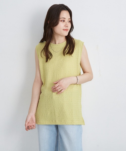 Shelly island（シェリーアイランド）の「楊柳カットノースリーブカットソー（Tシャツ/カットソー・レディース・ライトグリーン/ブラック/ホワイト・FREE）」の7枚目の写真