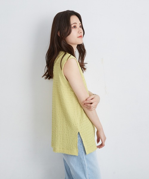 Shelly island（シェリーアイランド）の「楊柳カットノースリーブカットソー（Tシャツ/カットソー・レディース・ライトグリーン/ブラック/ホワイト・FREE）」の8枚目の写真