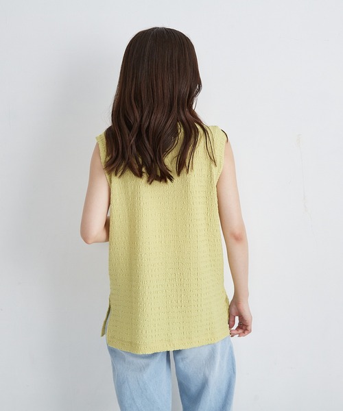 Shelly island（シェリーアイランド）の「楊柳カットノースリーブカットソー（Tシャツ/カットソー・レディース・ライトグリーン/ブラック/ホワイト・FREE）」の9枚目の写真