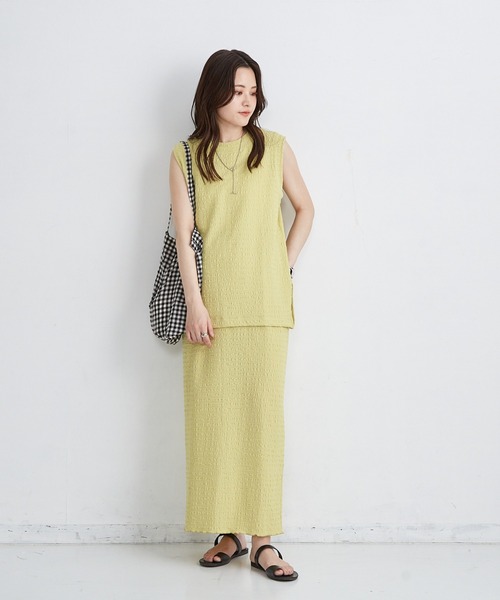 Shelly island（シェリーアイランド）の「楊柳カットノースリーブカットソー（Tシャツ/カットソー・レディース・ライトグリーン/ブラック/ホワイト・FREE）」の4枚目の写真