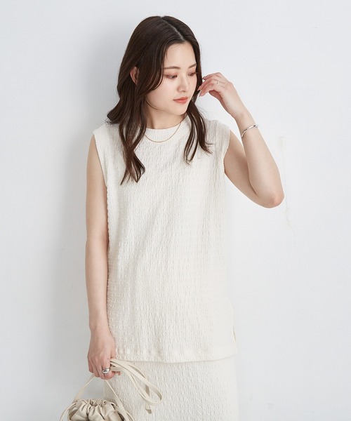 Shelly island（シェリーアイランド）の「楊柳カットノースリーブカットソー（Tシャツ/カットソー・レディース・ライトグリーン/ブラック/ホワイト・FREE）」の13枚目の写真