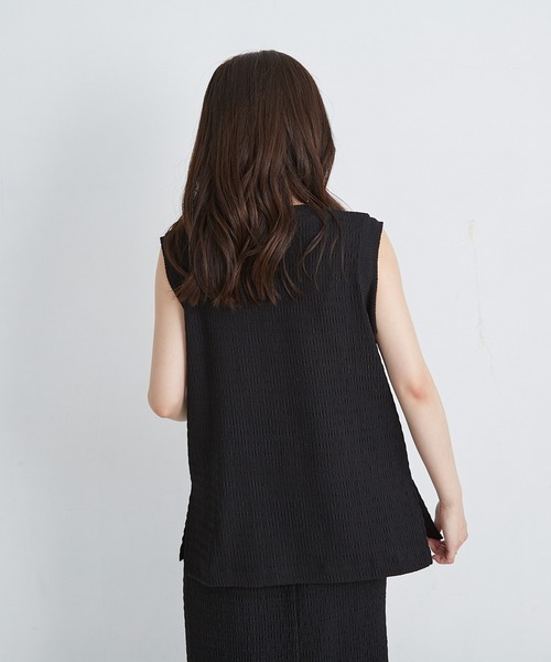 Shelly island（シェリーアイランド）の「楊柳カットノースリーブカットソー（Tシャツ/カットソー・レディース・ライトグリーン/ブラック/ホワイト・FREE）」の22枚目の写真