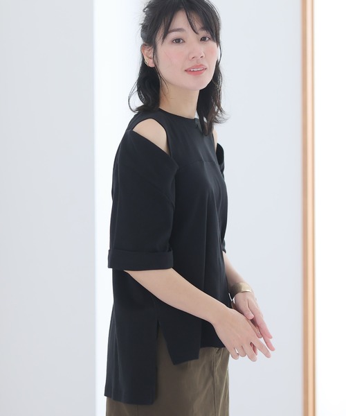 ショルダーオープン半袖Tシャツ（Tシャツ/カットソー）｜ElegChic（エレグシック）