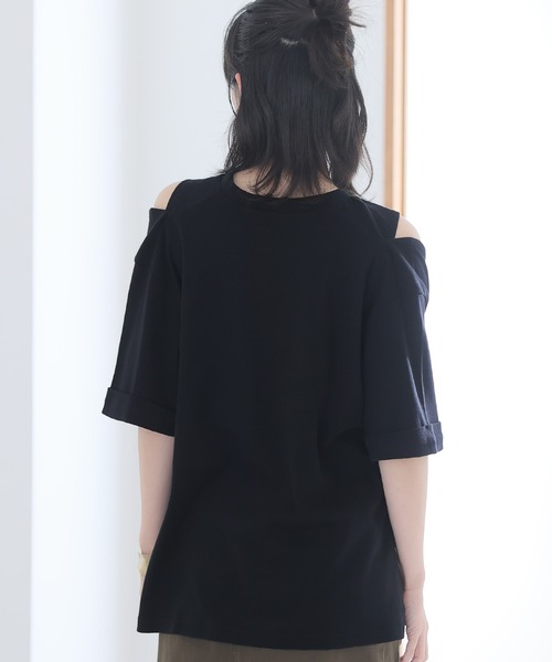 ショルダーオープン半袖Tシャツ（Tシャツ/カットソー）｜ElegChic（エレグシック）