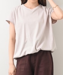 コットンフライスVネックフレンチTシャツ