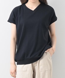 コットンフライスVネックフレンチTシャツ