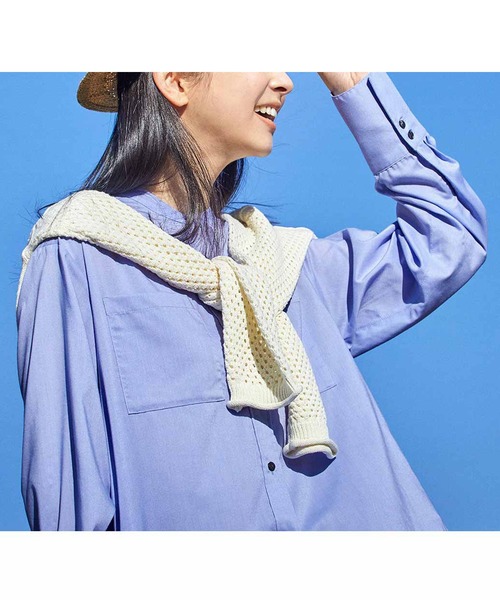 Live in comfort(リブインコンフォート)の「リブ イン コンフォート サラッとはおって着こなしの幅広がる 大人の彩りシアーシャツ(シャツ/ブラウス・レディース・グリーン/ブルー系その他/イエロー・MEDIUM/LARGE/X-LARGE/XX-LARGE/SMALL)」の5枚目の写真