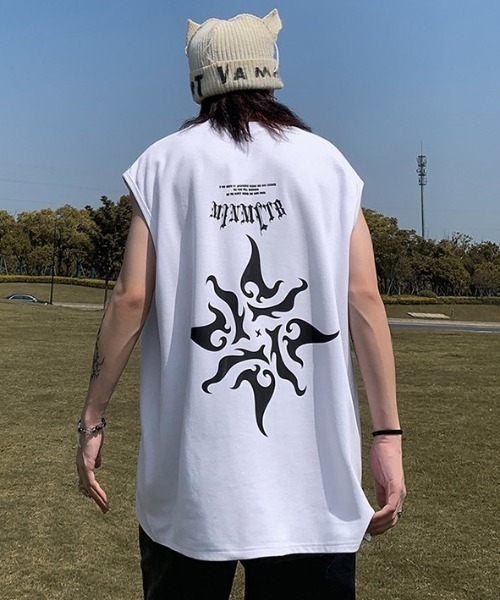 MGV(エムジーヴィー)の「ロゴプリントルーズノースリーブ(タンクトップ・メンズ・グレー/ブラック/ホワイト/ピンク・MEDIUM/LARGE/X-LARGE)」の2枚目の写真