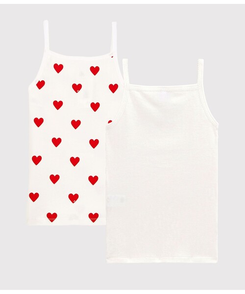 PETIT BATEAU（プチバトー）の「ハートプリントキャミソール２枚組（インナーウェア/肌着・キッズ・その他・6YEAR/8YEAR/10YEAR/12YEAR）」の2枚目の写真