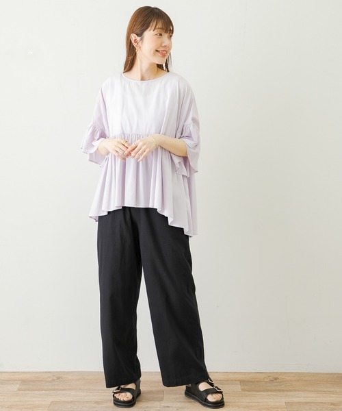 アーバンリサーチ サニーレーベル　コットンローン刺繍ワイドパンツ URBAN RESEARCH Sonny Label（アーバンリサーチサニーレーベル