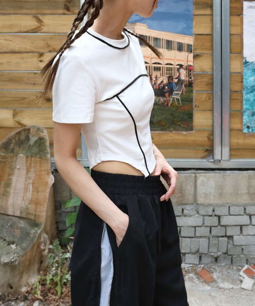 FOLLOWIN（フォロウィン）の「[UNISEX]ストリートサイドバイカラーウエストゴムワイドパンツ（その他パンツ・レディース・グレー/ブラック・FREE）」の9枚目の写真