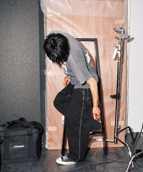 Lee（リー）の「Lee/リー【ルーズペインターパンツ】【X-LINE】デニム/カラー ワイドペインターパンツ（デニムパンツ・メンズ・コーラル/ライトグリーン/ブラウン/グリーン/ホワイト/ブラック/ダークグリーン/パープル/オレンジ/ダークインディゴブルー・SMALL/MEDIUM/LARGE/X-LARGE/X-SMALL）」の22枚目の写真