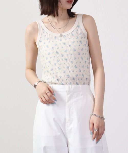 JEMORGAN（ジェーイーモーガン）の「JEMORGAN ワッフル花柄タンクトップ（パック入り）（タンクトップ・レディース・サックスブルー/ピンク・F）」の4枚目の写真