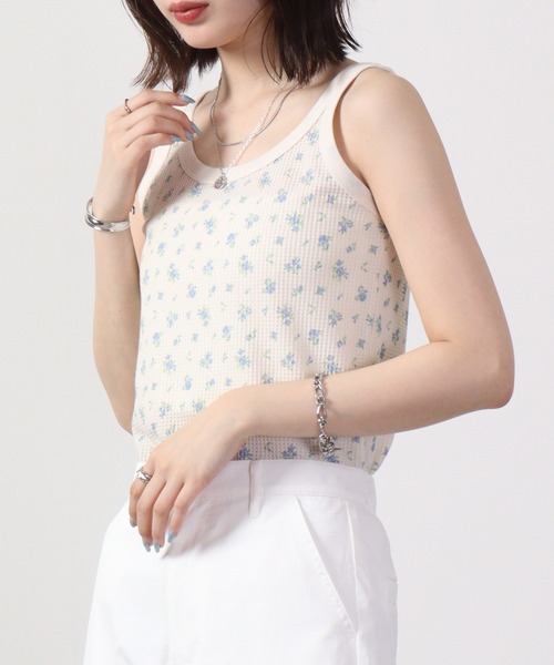 JEMORGAN（ジェーイーモーガン）の「JEMORGAN ワッフル花柄タンクトップ（パック入り）（タンクトップ・レディース・サックスブルー/ピンク・F）」の7枚目の写真