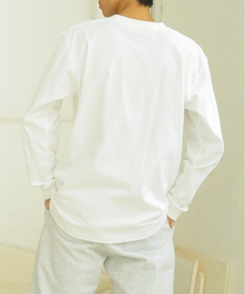 HANES(ヘインズ)の「【HANES/ヘインズ】BEEFY ワンポイント ロングTシャツ H8-X40 ビーフィー ロンT ヘビーウェイト ユニセックス コットン100%(Tシャツ/カットソー・メンズ・ホワイト/ブラック/グレー/ネイビー・MEDIUM/LARGE/X-LARGE/SMALL)」の9枚目の写真