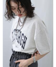 Samansa Mos2 blue | ミニ裏毛ロゴプルオーバー(Tシャツ/カットソー)