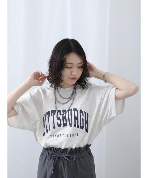 Samansa Mos2 blue（サマンサモスモスブルー）の「ミニ裏毛ロゴプルオーバー（Tシャツ/カットソー・レディース・チャコールグレー/オフホワイト/トップグレー・F）」の11枚目の写真