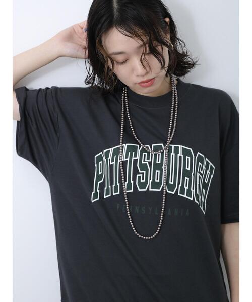 Samansa Mos2 blue（サマンサモスモスブルー）の「ミニ裏毛ロゴプルオーバー（Tシャツ/カットソー・レディース・チャコールグレー/オフホワイト/トップグレー・F）」の12枚目の写真