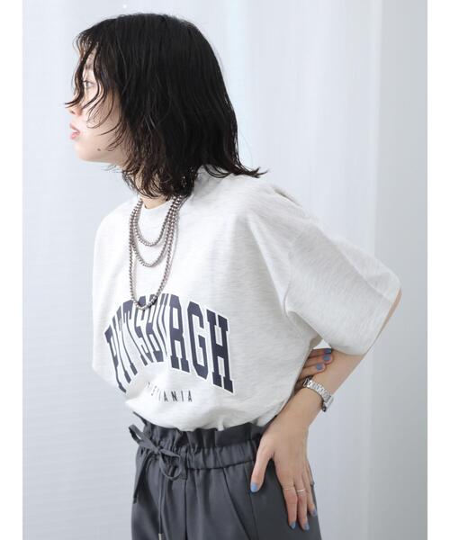 Samansa Mos2 blue（サマンサモスモスブルー）の「ミニ裏毛ロゴプルオーバー（Tシャツ/カットソー・レディース・チャコールグレー/オフホワイト/トップグレー・F）」の22枚目の写真