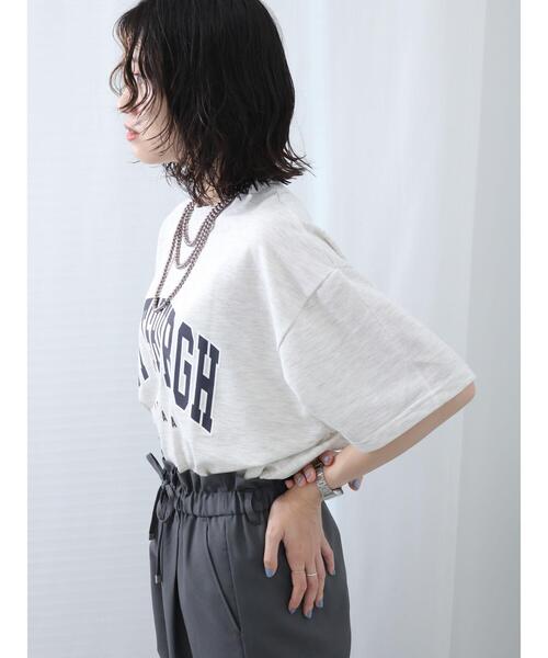 Samansa Mos2 blue（サマンサモスモスブルー）の「ミニ裏毛ロゴプルオーバー（Tシャツ/カットソー・レディース・チャコールグレー/オフホワイト/トップグレー・F）」の16枚目の写真