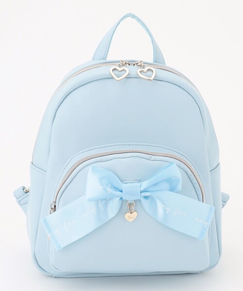 ANY（エニィ）の「リボン 合皮 リュックサック（ショルダーバッグ・キッズ・ライラック系8/ブラック系/サックスブルー系・F）」の3枚目の写真