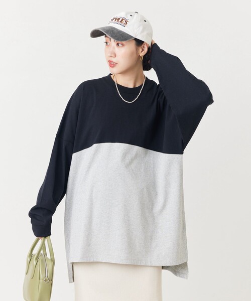 FREAK'S STORE(フリークスストア)の「限定展開 フットボール ロングスリーブ Tシャツ(ビッグシルエット/ロンT)(Tシャツ/カットソー・レディース・オフホワイト/ブルー/グレー/オレンジ/パープル/ベージュ/オリーブ/ブラック/その他/その他1・フリ-)」の10枚目の写真