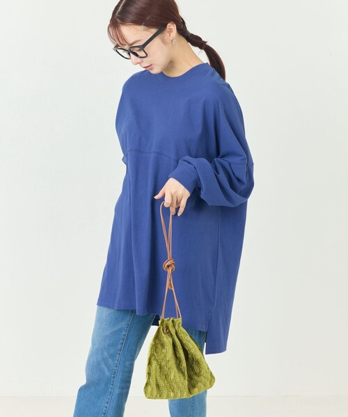 FREAK'S STORE(フリークスストア)の「限定展開 フットボール ロングスリーブ Tシャツ(ビッグシルエット/ロンT)(Tシャツ/カットソー・レディース・オフホワイト/ブルー/グレー/オレンジ/パープル/ベージュ/オリーブ/ブラック/その他/その他1・フリ-)」の7枚目の写真