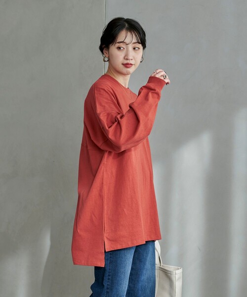 FREAK'S STORE(フリークスストア)の「限定展開 フットボール ロングスリーブ Tシャツ(ビッグシルエット/ロンT)(Tシャツ/カットソー・レディース・オフホワイト/ブルー/グレー/オレンジ/パープル/ベージュ/オリーブ/ブラック/その他/その他1・フリ-)」の20枚目の写真