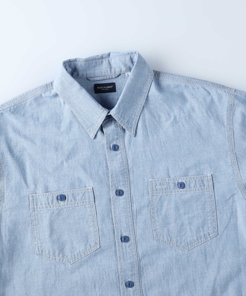 BACK NUMBER（バックナンバー）の「BACK NUMBER(バックナンバー)シャンブレーワークシャツ（シャツ/ブラウス・メンズ・ライトインディゴブルー/ダークグレー・L/XL/M）」の13枚目の写真