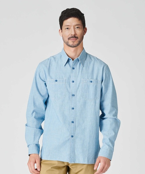 BACK NUMBER（バックナンバー）の「BACK NUMBER(バックナンバー)シャンブレーワークシャツ（シャツ/ブラウス・メンズ・ライトインディゴブルー/ダークグレー・L/XL/M）」の19枚目の写真