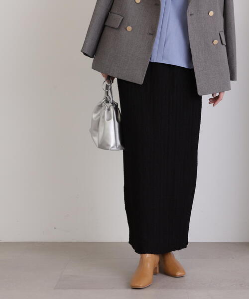 N.(N. Natural Beauty Basic)(エヌエヌナチュラルビューティーベーシック)の「◆シャーリングナローカットソースカート(スカート・レディース・オフホワイト/ブラック・MEDIUM)」の22枚目の写真