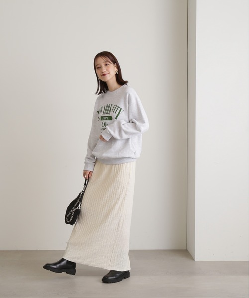 N.(N. Natural Beauty Basic)(エヌエヌナチュラルビューティーベーシック)の「◆シャーリングナローカットソースカート(スカート・レディース・オフホワイト/ブラック・MEDIUM)」の6枚目の写真