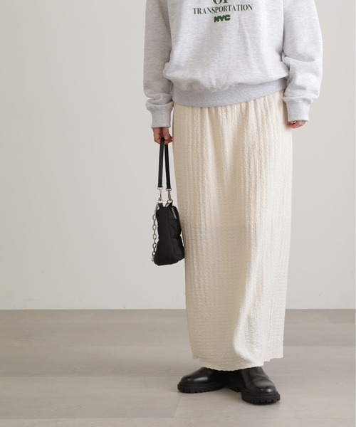 N.(N. Natural Beauty Basic)(エヌエヌナチュラルビューティーベーシック)の「◆シャーリングナローカットソースカート(スカート・レディース・オフホワイト/ブラック・MEDIUM)」の8枚目の写真