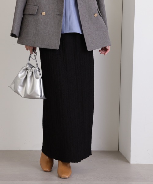 N.(N. Natural Beauty Basic)(エヌエヌナチュラルビューティーベーシック)の「◆シャーリングナローカットソースカート(スカート・レディース・オフホワイト/ブラック・MEDIUM)」の18枚目の写真