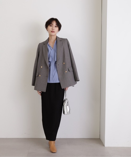 N.(N. Natural Beauty Basic)(エヌエヌナチュラルビューティーベーシック)の「◆シャーリングナローカットソースカート(スカート・レディース・オフホワイト/ブラック・MEDIUM)」の17枚目の写真