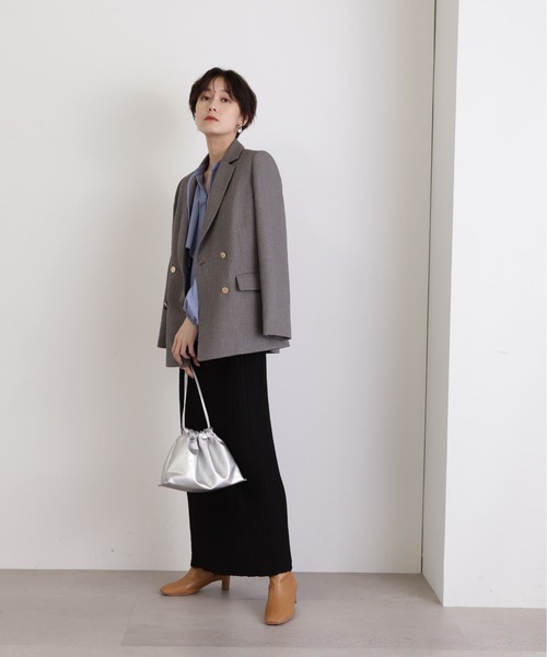 N.(N. Natural Beauty Basic)(エヌエヌナチュラルビューティーベーシック)の「◆シャーリングナローカットソースカート(スカート・レディース・オフホワイト/ブラック・MEDIUM)」の16枚目の写真